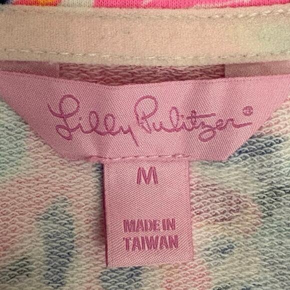 Lilly Pulitzer Pink Floral Half Zip Pullover Top Size M - Picture 6 of 8